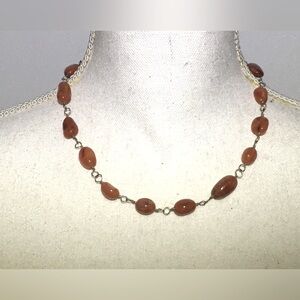 Handcrafted Carnelian Beaded Link Necklace